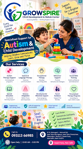 Growspire Child Development & Rehab Center in Vasant Kunj, New Delhi, offers child-focused develo…