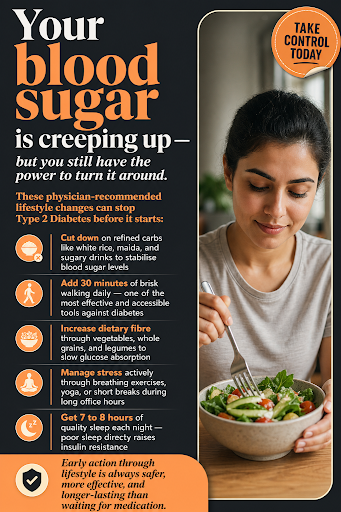 If your recent blood sugar report showed borderline or prediabetic levels, you are not alone — an… post image