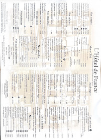 Menu Restaurant Hôtel de France Page 1