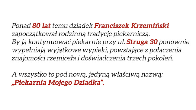 Godziny otwarcia Piekarnia Mojego Dziadka