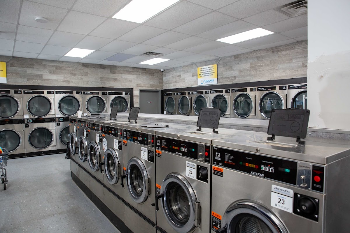 Cleanland Laundromat storefront and entrance in Cleveland