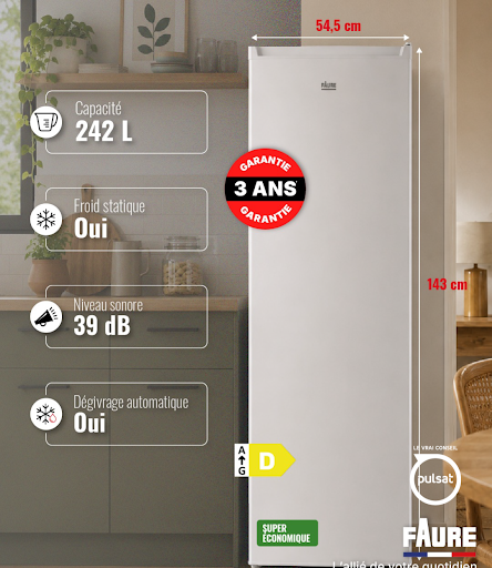 Conservez toute la fraîcheur de vos aliments avec Faure !



À la recherche d'un réfrigérateur pratique, silencieux et économe en énergie ? Le réfrigérateur 1 porte Faure 242 L est le compagnon idéal pour votre quotidien.

Rendez-vous dans votre magasins Pulsat Aire sur l' Adour