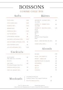 Menu Restaurant Comme Chez Toi Bayonne Page 2