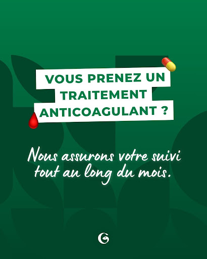 Vous prenez un traitement anticoagulant ? Votre pharmacie assure votre suivi. 💊

Les anticoagulants (AVK ou AOD) sont des traitements qui fluidifient le sang pour prévenir les caillots et réduire le risque d'AVC ou d'embolie. Efficaces, mais qui nécessitent un suivi rigoureux.

Ce que nous pouvons faire pour vous :
✅ Vérifier que votre dosage est adapté
✅ Identifier les interactions avec vos autres médicaments
✅ Vous conseiller sur les précautions à prendre au quotidien
✅ Vous orienter vers votre médecin si nécessaire