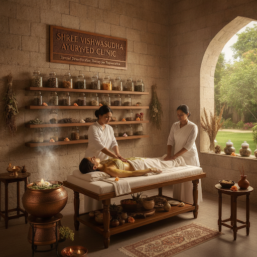 Revitalize your body and mind with our special detoxification therapy at Shree Vishwasudha Ayurve… post image