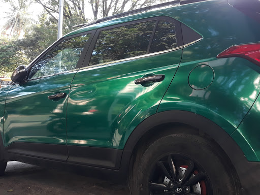Sticker wrap green color for white car post image