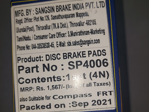 Jeep compass brake pad.