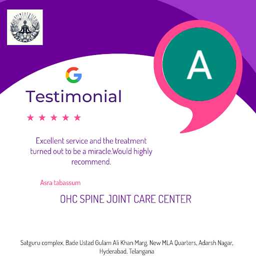 Asra raves about her exceptional experience at OHC SPINE JOINT CARE CENTER in Hyderabad, praising… post image