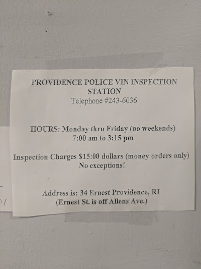 Providence Police VIN Inspection Station