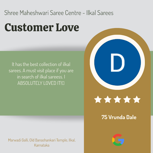 75 Vrunda raves about her exceptional experience at Shree Maheshwari Saree Centre - Ilkal Sarees… post image