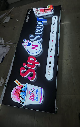 3D led board signage with light post image