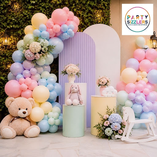 Soft pastel colours are perfect for a warm, stylish welcome baby celebration. At Party Sizzlers E… post image