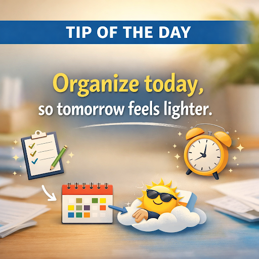 Tip of the Day: Organize today, so tomorrow feels lighter post image