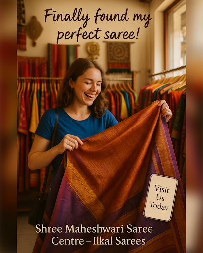 Experience the essence of Ilkal's finest handloom sarees at Shree Maheshwari Saree Centre! Our Ga… post image