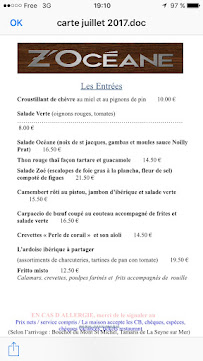 Menu Restaurant Z'Océane Page 7