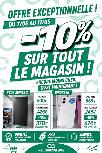 🚨 OFFRE EXCEPTIONNELLE CHEZ CASH CONVERTERS NICE BARLA 🚨

🎮 Consoles
📱 Smartphones
🎧 High-tech
🎮 Jeux vidéo
💥 Et plein d’autres bonnes affaires à prix encore plus 

💚 Pour bénéficier de l’offre, il suffit de présenter cette publication vue sur nos réseaux sociaux directement en magasin.

⚡ Stock limité – premier arrivé, 