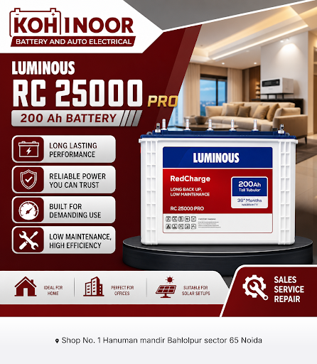 Kohinoor Battery and Auto Electrical offers the Luminous RC 25000 Pro 200 Ah Battery at their Noi… post image
