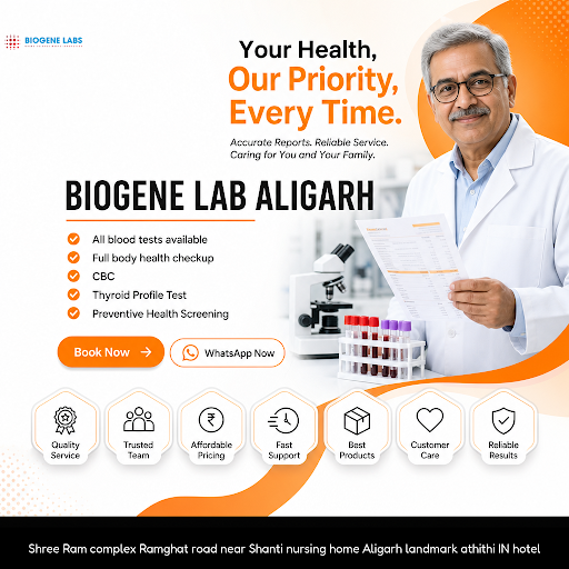 Biogene Lab Aligarh is your trusted diagnostic centre in Aligarh offering comprehensive blood tes… post image