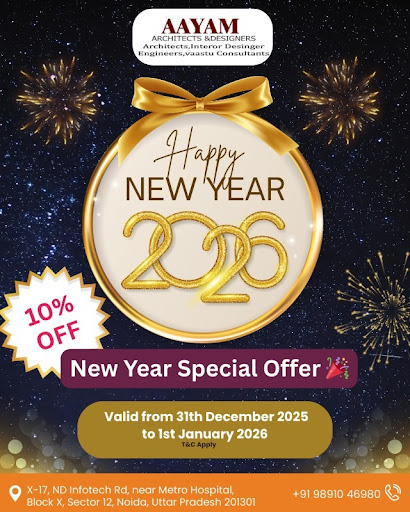 #NewYearOffer #ArchitectsInIndia #InteriorDesign #VaastuConsultant #DesignServices #AayamArchitects