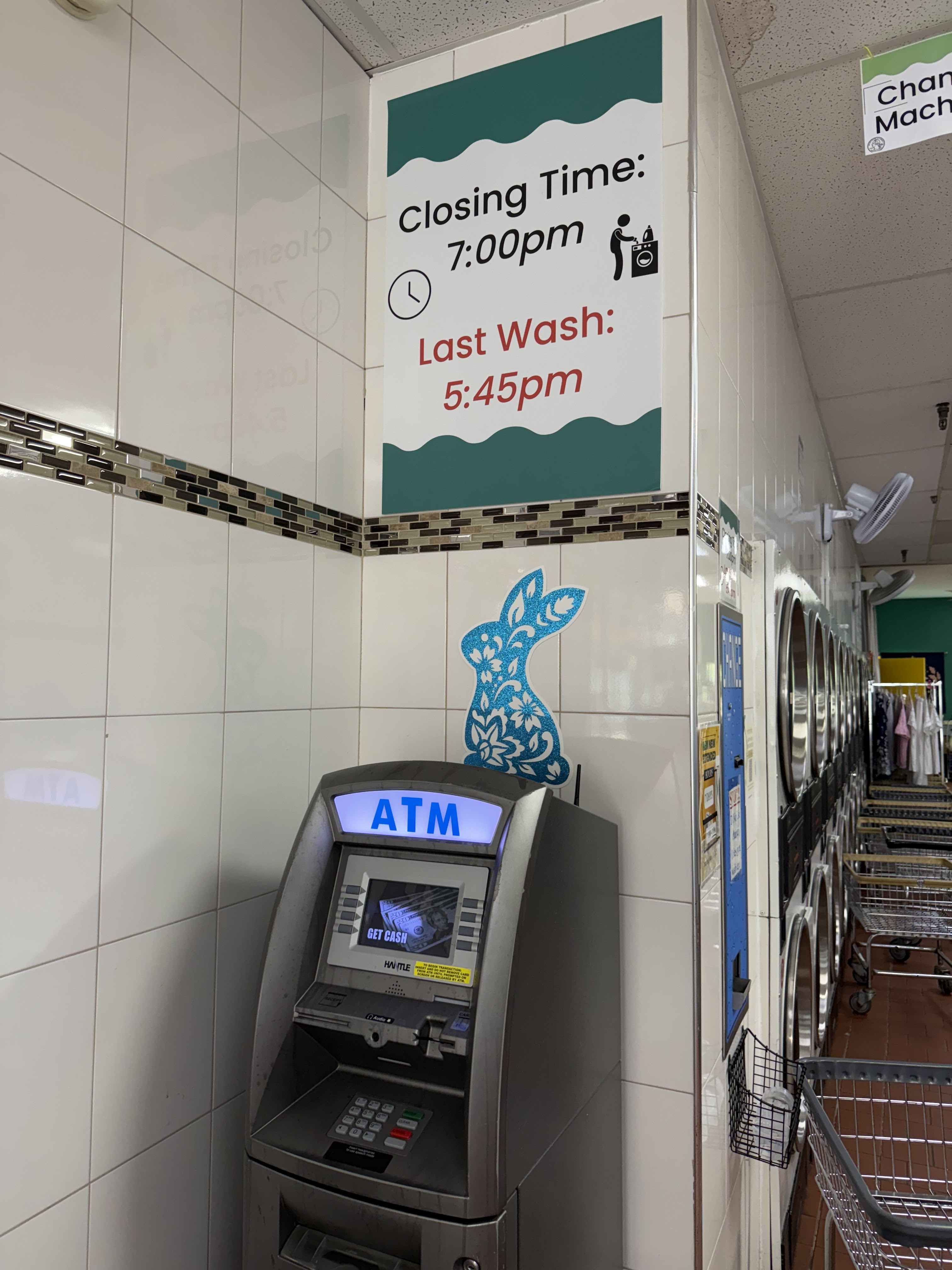 Clean laundry equipment at Lucky Rabbit Laundromat in Brooklyn, NY