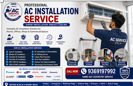 Professional AC Installation Service in Jahangipuri Nearby Area Delhi. post image