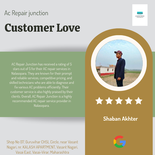 Shaban, a delighted customer from Vasai-Virar, shares his exceptional experience with Ac Repair J… post image