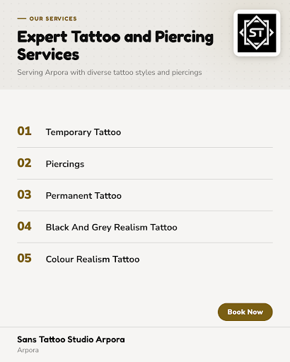 Sans Tattoo Studio Arpora offers expert tattoo services including permanent, black and grey reali…
