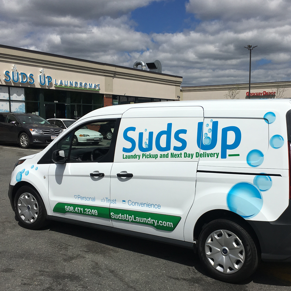 Suds Up Laundromat storefront and entrance in Worcester