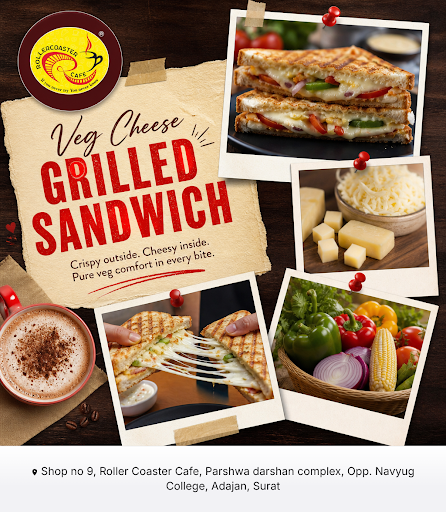 Enjoy delicious Veg Cheese Grilled Sandwiches at Roller Coaster Cafe, your go-to spot for burgers… post image