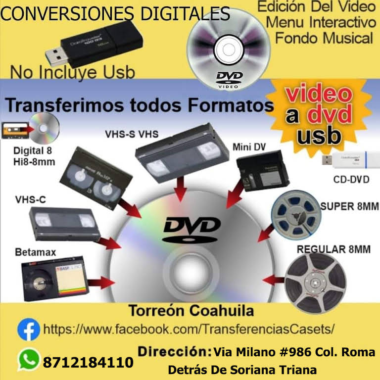 Conversiones Digitales, en Usb o Dvd - Servicio De Recuperacion De Videos  en Torreón