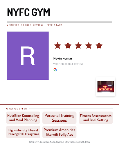 Rovin Kumar loved the exceptional experience at NYFC GYM in Noida. Looking for top fitness clubs… post image