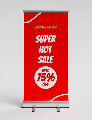 Roll up standee available at our store post image