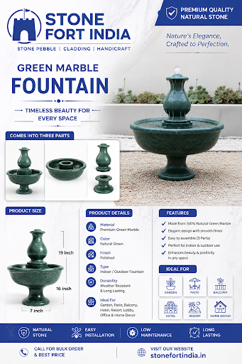 💚 Green Marble Fountain | Premium Natural Stone Fountain | Stone Fort India post image