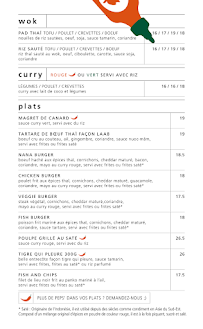 Menu NANA Bistro Thaï Page 2