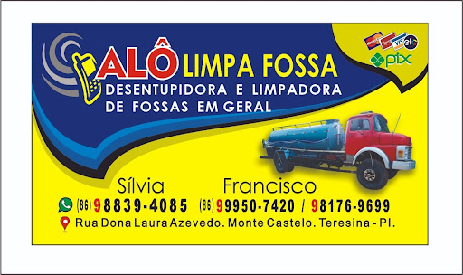 Alô fossas, limpa fossa Teresina, limpadora de fossas,limpeza de fossas