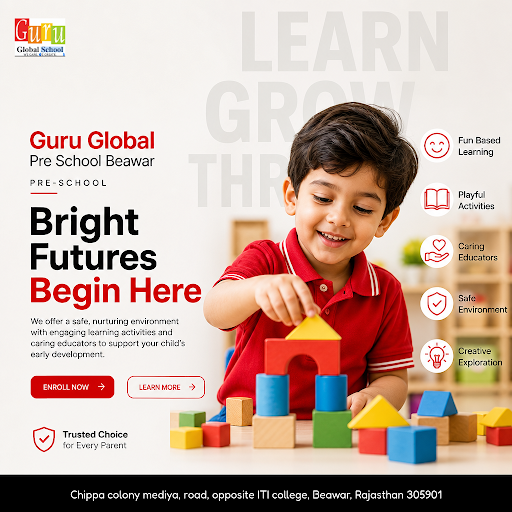Guru Global Pre School Beawar offers clean, hygienic classrooms with experienced teachers, engagi… post image