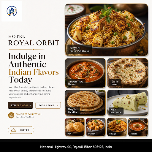 Experience flavorful Indian cuisine at HOTEL ROYAL ORBIT, one of the best hotels near me, featuri… post image