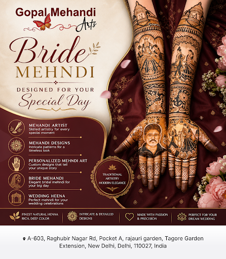 Gopal Mehandi offers exquisite bride mehandi services with intricately crafted mehandi designs ta… post image