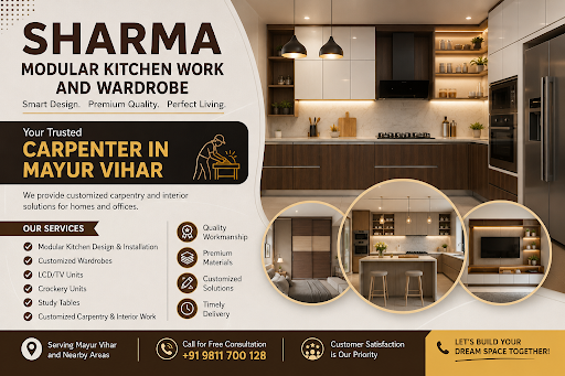 Looking for a reliable carpenter in Mayur Vihar for quality interior and carpentry work? Sharma M…
