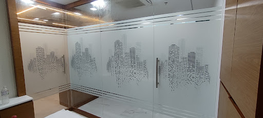 White frosted customised glass film post image