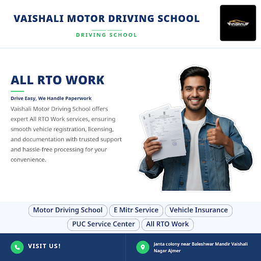 Vaishali Motor Driving School offers expert assistance with all RTO work, including comprehensive… post image