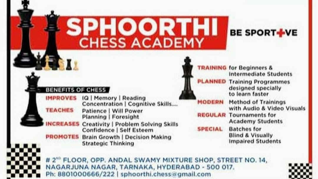 Sumanth - Hyderabad, : Hi this is Sumanth director of Sri Anand chess wings  chess academy - hyderabad ,If you are enthusiastic about chess and would  like to take your game to