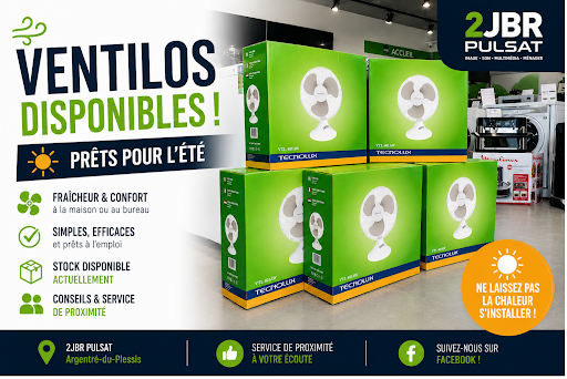 🌬️ VENTILOS DISPONIBLES CHEZ 2JBR PULSAT ☀️

Les températures montent ?
Pensez à vous équiper dès maintenant avec nos ventilateurs disponibles en magasin !

✅ Fraîcheur à la maison ou au bureau
✅ Simples, efficaces et prêts à l’emploi
✅ Stock disponible actuellement
✅ Conseils & service de proximité

📍 2JBR Pulsat – Argentré-du-Plessis
Passez nous voir avant la rupture 😎

#2JBR #Pulsat #Ventilo #Ventilateur #Été #Fraicheur #Canicule #Confort #Electromenager #ArgentreDuPlessis