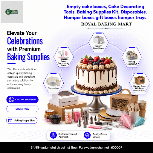Explore a wide range of baking supplies at Royal Baking Mart, including empty cake boxes, decorat… post image