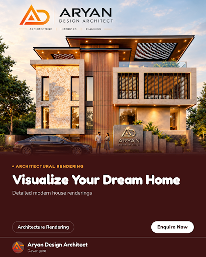 Aryan Design Architect showcases a modern house arch design through detailed architecture renderi… post image