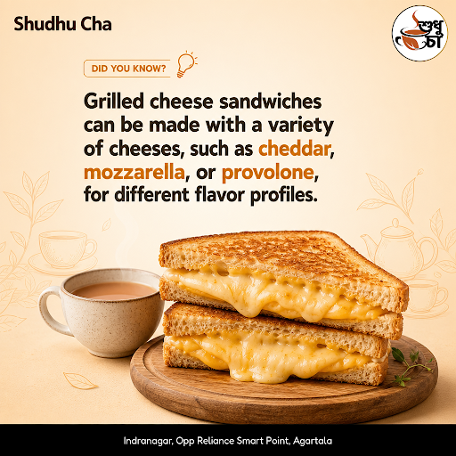 Enjoy a delicious grilled cheese sandwich made with fresh ingredients at Shudhu Cha, your local t… post image