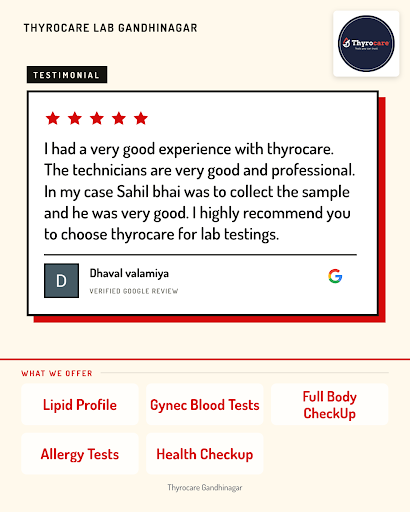 Dhaval Valamiya had an excellent experience with Thyrocare Lab Gandhinagar, a trusted medical lab… post image