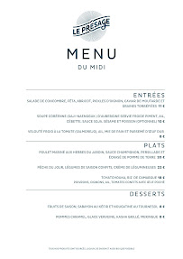 Menu Restaurant Solaire Le Présage Page 9