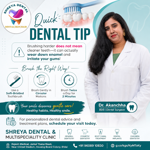 Quick Dental Tip: Brushing harder does not mean cleaner teeth—it can actually wear down enamel an… post image