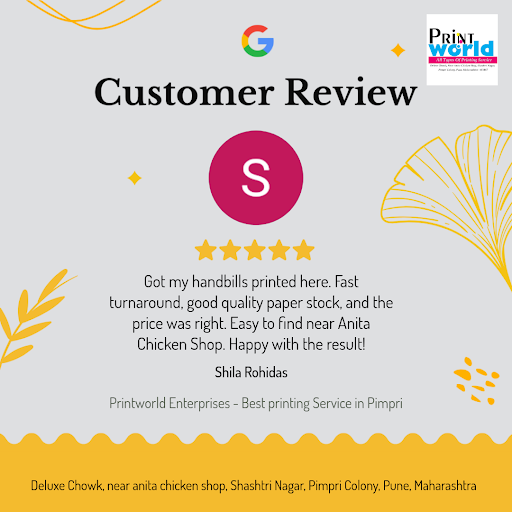 Shila, a satisfied customer from Pune, gives Printworld Enterprises a 5-star rating! She loved th… post image
